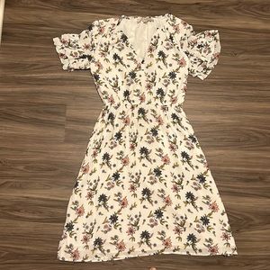 LOFT floral flutter sleeve dress
